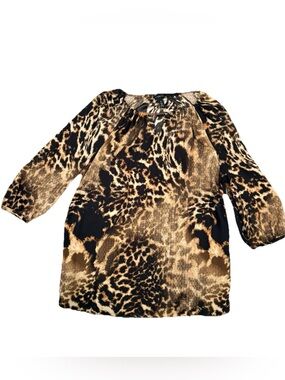Chico’s Black Label Leopard Print Chain Detail Top Size 0/Small
